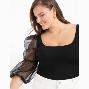 NWT Eloquii Organza Puff Sleeve Top